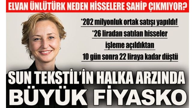 Sun Tekstil'in halka arzında büyük fiyasko