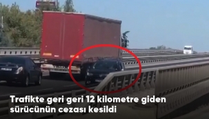 Trafikte geri geri 12 kilometre giden sürücüye 1.742 TL ceza