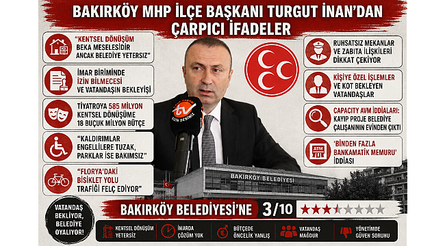MHP BAKIRKÖY İLÇE BAŞKANI TURGUT İNAN'DAN BAKIRKÖY BELEDİYESİ İLE İLGİLİ ÇARPICI İDDİALAR!
