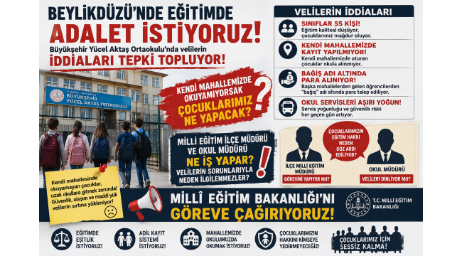 BEYLİKDÜZÜ BÜYÜKŞEHİR YÜCEL AKTAŞ ORTAOKULUNDA NELER OLUYOR? MİLLİ EĞİTİM BAKANLIĞINI GÖREVE ÇAĞIRIYORUZ!